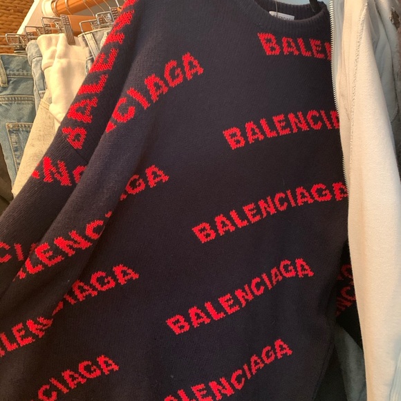 Balenciaga Jumper/Sweater in dark blue & red. Size: S. - Picture 5 of 12